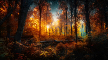 Beautiful autumn landscape. generative ai.