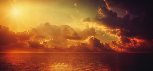 Beautiful sunset over the sea. generative ai.