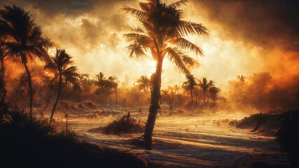 Fototapeta na wymiar palm on the beach. generative ai.