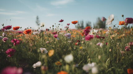 A field of  colourful field flowers