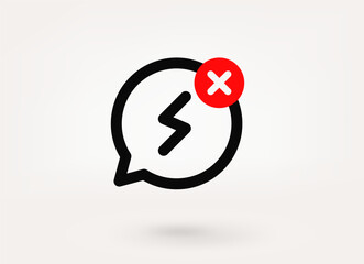 Speech cloud pictogram with ban mark. 3d vector icon