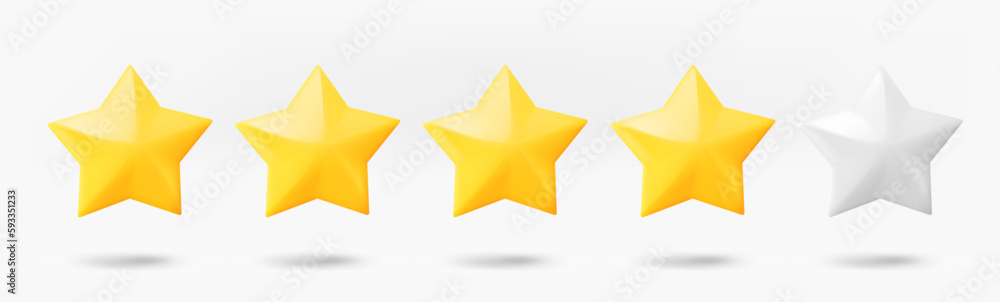 Poster Four stars rating concept. 3d vector isolated on white background