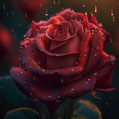 Red rose with dew drops_03