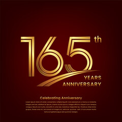 165th Anniversary logo with double line concept design, Golden number for anniversary celebration event. Logo Vector Template