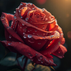 Red rose with dew drops_02