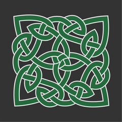 Celtic ornament intertwined ribbons isolated on dark background. Element for graphic design.