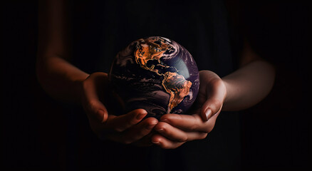 human hands hold the earth planet, earth day