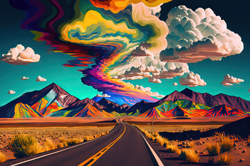 psychedelic highway drive