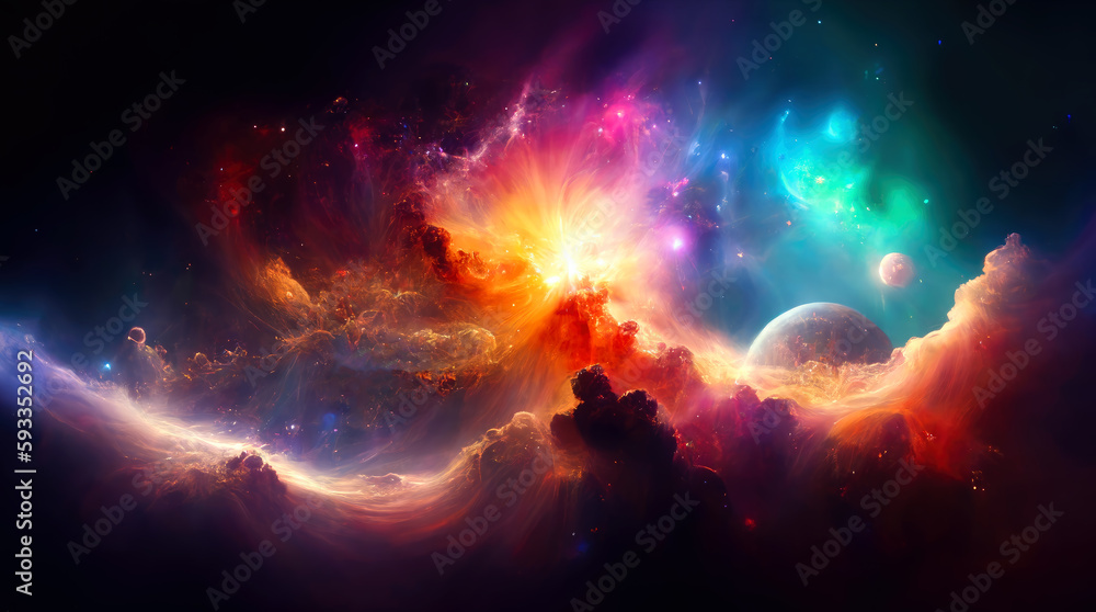 Poster cosmic space and stars, cosmic abstract background. generative ai.
