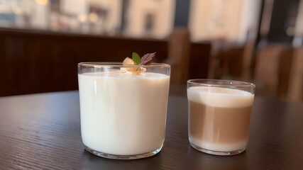 glass of milk and strawberry