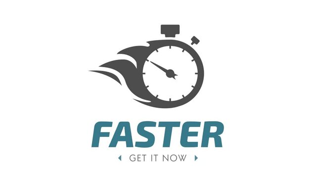 Faster logo - stopwatch as fire - ungent rapid concept