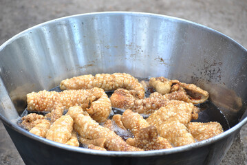 Tasty pork chicharrón, prepared in an artisanal way from southern Mexico