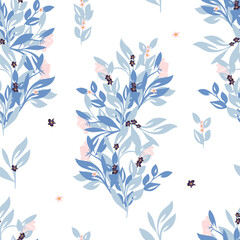 pattern with pattern with blue flowers on a white background on a white background