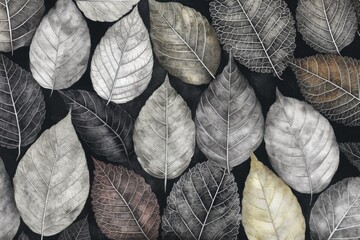 continuous textured leaf pattern in two dimensions. Generative AI