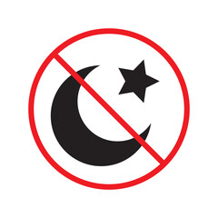 Night cloud weather with moon and stars vector icon, meteorology flat sign design. Night symbol pictogram. Warning, caution, attention, restriction prohibition forbidden label ban danger