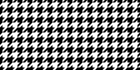 Pepita seamless pattern. Repeating pepito texture. Black houndstooth on white background. Repeated abstract argyles for design bw prints. Repeat hound dogstooth plaids dogtooth. Vector illustration - obrazy, fototapety, plakaty