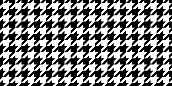 Pepita seamless pattern. Repeating pepito texture. Black houndstooth on white background. Repeated abstract argyles for design bw prints. Repeat hound dogstooth plaids dogtooth. Vector illustration