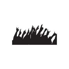 Human hands up of crowd. vector illustration