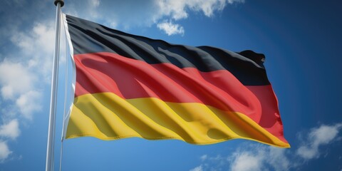 Germany flag waving in the wind, national country symbol, generative AI
