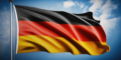 Deutschland flag waving in the wind, national country symbol of German, generative AI