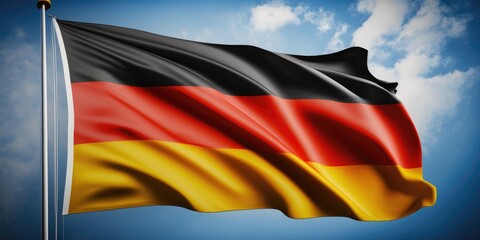 Fototapeta premium Deutschland flag waving in the wind, national country symbol of German, generative AI