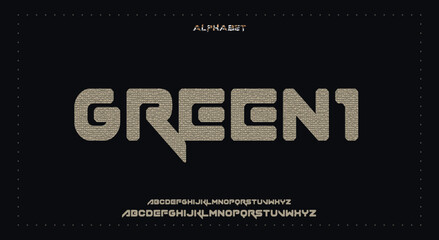 green1 Abstract Fashion Best font alphabet. Minimal modern urban fonts for logo, brand, fashion, Heading etc. Typography typeface uppercase lowercase and number. vector illustration full Premium look