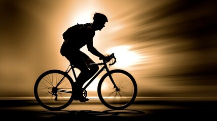 Fototapeta na wymiar silhouette of a person riding a bike generative ai