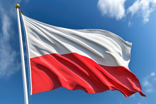 Polish flag waving in the wind, Polska