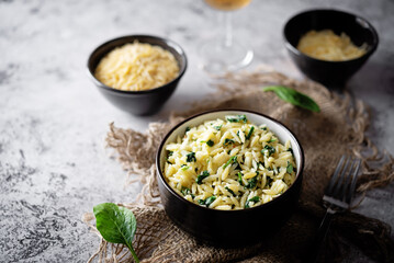 Creamy spinach cheesy orzo