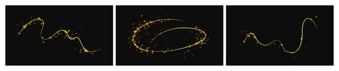 Fototapeta na wymiar Gold glittering confetti wave and stardust