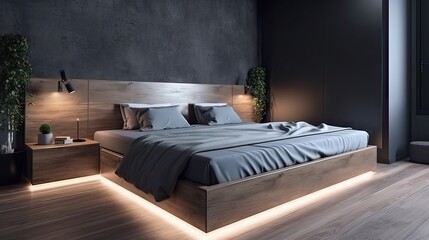 bedroom interior design scene, minimalistic, generative AI