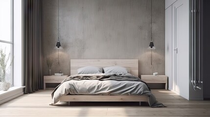 Fototapeta na wymiar bedroom interior design scene, minimalistic, generative AI