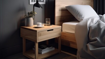 modern nightstand interior design scene, minimalistic, generative AI