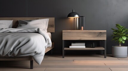 modern nightstand interior design scene, minimalistic, generative AI