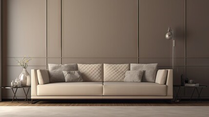 design scene with sofa, interior design, minimalistic and modern, generative AI