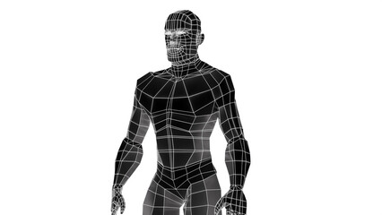 Obraz premium black and white body 3d wireframe robot