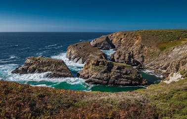 Spectacular Cliffs At Peninsula Pointe Du Van On Cap Sizun At The Finistere Atlantic Coast In Brittany, France