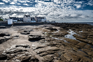 City Of Guilvinec And Stone Beach At The Finistere Atlantic Coast In Brittany, France