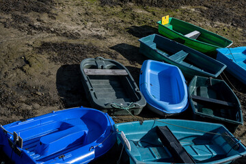 Small Boats In The Harbor Of Finistere City Guilvinec At The Coast Of Atlantic In Brittany, France