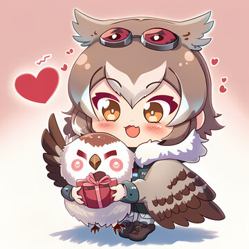 Kawaii Anime Chibi Owl Girl