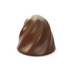 Realistic Detailed 3d Chocolate Candy with Caramel Isolated on a White Background. Vector illustration of Sweet Cocoa Dessert