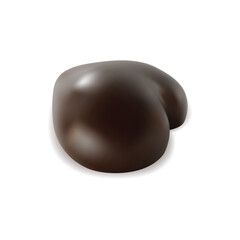 Realistic Detailed 3d Chocolate Candy Heart Shape Isolated on a White Background. Vector illustration of Sweet Cocoa Dessert