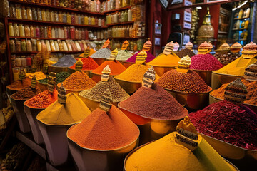 A store filled with lots of different types of spices. AI generative image