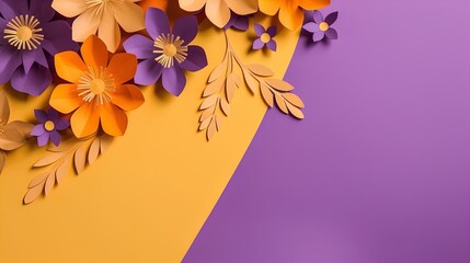 Paper art flowers on isolated background