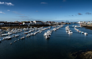 Harbor And Fishing Boats Of Finistere City Guilvinec At The Coast Of Atlantic In Brittany, France