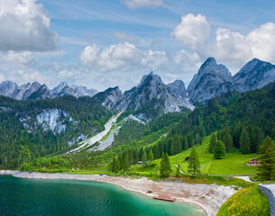 Naklejka na ściany i meble Beautiful summer Alpine lake Gosausee view, Austria.