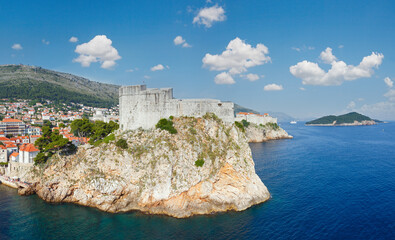 Fototapeta na wymiar Famous Dubrovnik Old Town summer panorama In Croatia. All people are unrecognizable.