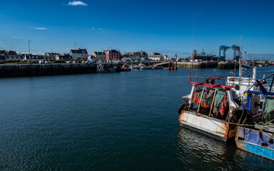 Harbor And Fishing Boats Of Finistere City Guilvinec At The Coast Of Atlantic In Brittany, France