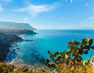 Beautiful Calabrian Tyrrhenian sea coastline landscape. Not far from Capo Vaticano Ricardi, Tropea,...