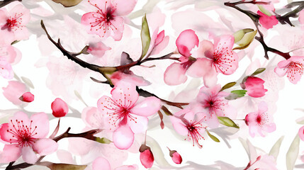 Fototapeta na wymiar seamless pattern Blumenmuster Kirschblüte Generative AI